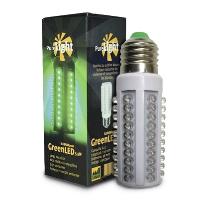 Lâmpada LED branca com LEDs visíveis e embalagem preto-verde Pure Light