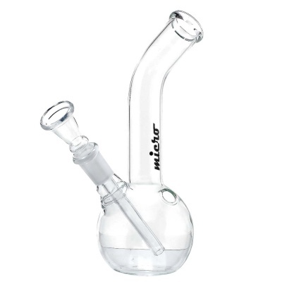 Bong de vidro transparente com texto miclo