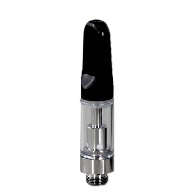 Cartucho para vape transparente com boca preta e base metálica