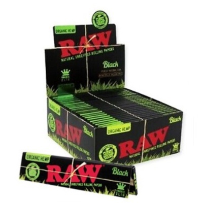 Embalações RAW Black de papéis de enrolar em caixa preta com detalhes verdes e vermelhos