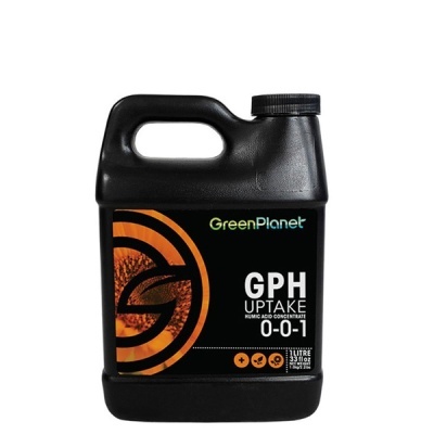 Garrafão preto com rótulo GreenPlanet GPH UPTAKE