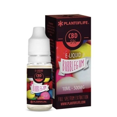 Frasco e embalagem de e-líquido CBD 5% sabor Bubblegum