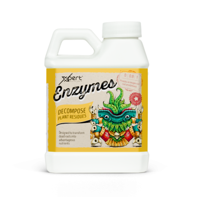 Frasco branco com etiqueta amarela e design colorido de criatura estilizada