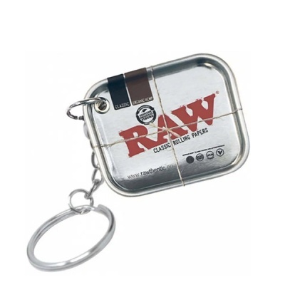 Chaveiro metálico com texto RAW Classic Rolling Papers