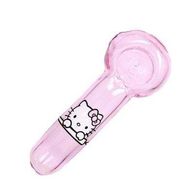 Tubo rosa transparente com imagem Hello Kitty.