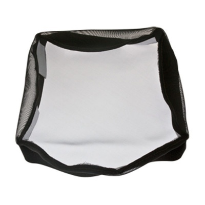 Cesta quadrada de rede preta com base branca