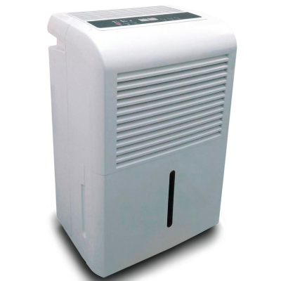 Desumidificador branco com grelha frontal e visor digital