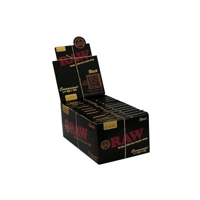 Expositor de papel RAW Classic Black para enrolar, preto com texto dourado e vermelho