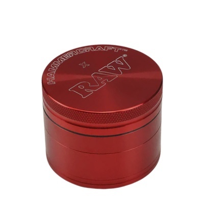 Triturador metálico vermelho com texto HAMMERCRAFT RAW no topo