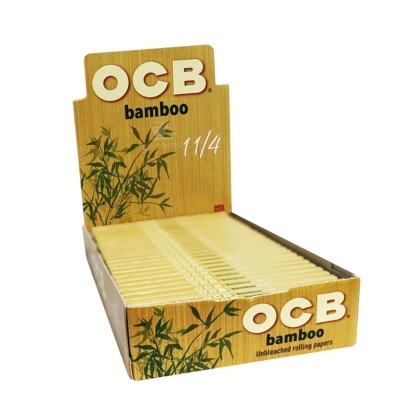 Expositor de papel para enrolar OCB bamboo com design de bambu e texto visível