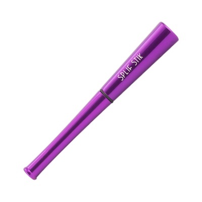 Bastão metálico roxo com texto SPLIF STIK