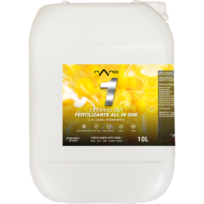 Recipiente plástico branco com fertilizante líquido r-Ano 1 Technology, 10 litros