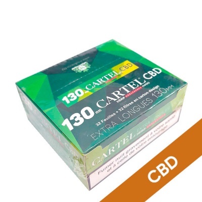 Caixa verde de papel de enrolar Cartel CBD 130 mm