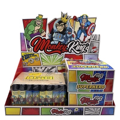 Expositor de papel para isqueiros Monkey King SUPERHERO com macacos super-heróis desenhados