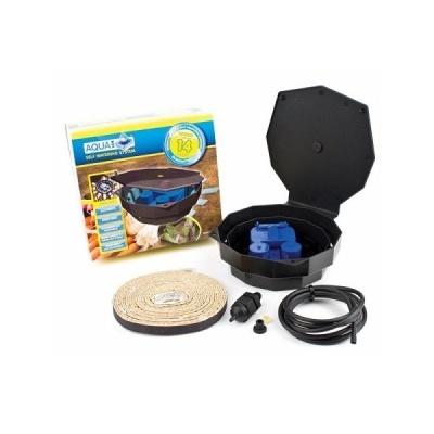 Kit sistema de auto rega AQUA-S com base preta, acessórios e embalagem