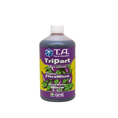 Frasco plástico de nutriente líquido T.A. Terra Aquatica TriPart Original FloraMicro Hard Water Micro 5-0-1