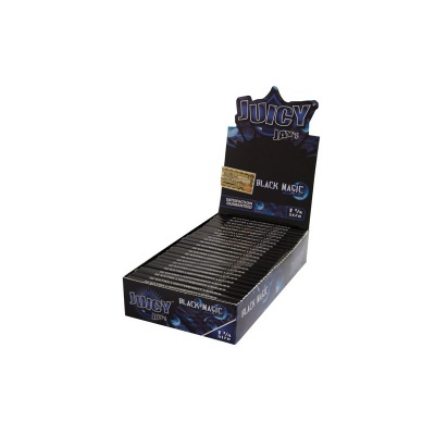 Expositor com pacotes de papel de enrolar Juicy Jays Black Magic preto e azul