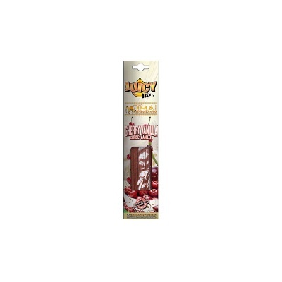 Embalagem de papel de enrolar Juicy Jay's Cherry Vanilla com design branco e vermelho e imagens de cerejas.