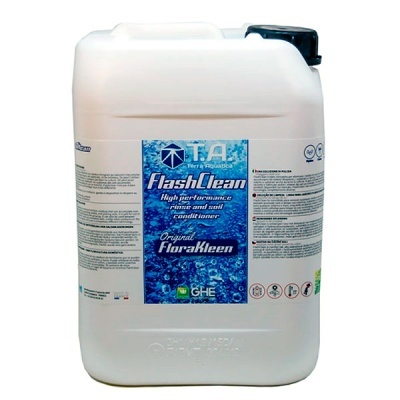 Recipiente plástico branco com etiqueta azul de produto de limpeza