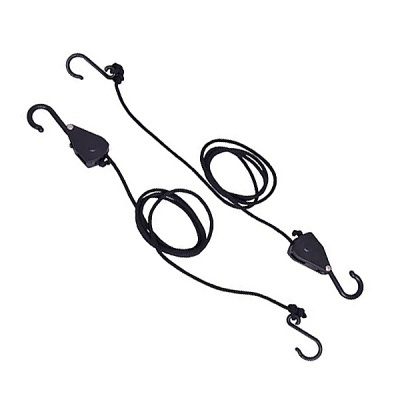 Conjunto de cordas elásticas pretas com ganchos de metal