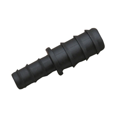 Conector de tubo preto em plástico com anéis