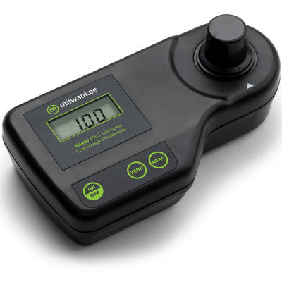 Fotómetro digital Milwaukee MI407 PRO Ammonia preto com ecrã e botões verdes