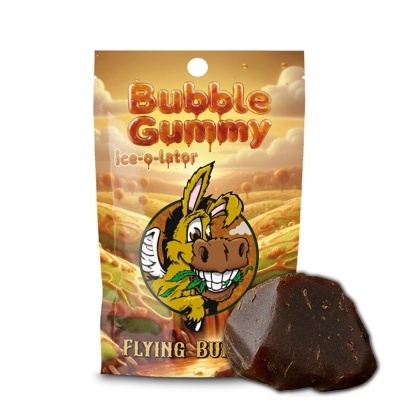 Embalagem Bubble Gummy ice-q-lator com ilustração de burro e goma escura