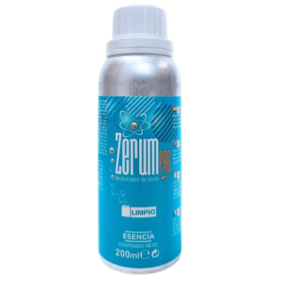Frasco metálico com rótulo azul Zarum Pro neutralizador de odores 200 ml.