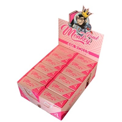 Caixa de rolos de papel Pink Monkey cor-de-rosa com figura de macaco a usar coroa