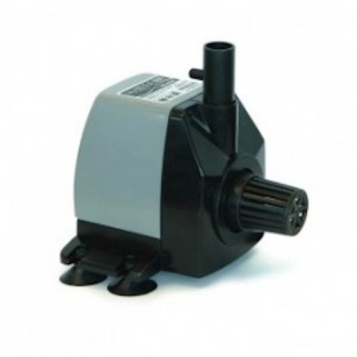 Bomba elétrica pequena com corpo cinzento e preto com ventosas