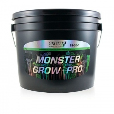 Recipiente preto de plástico com rótulo colorido Monster Grow Pro