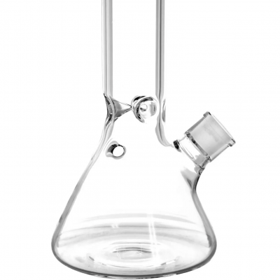 Cachimbo de vidro transparente com base larga e tubo cilíndrico