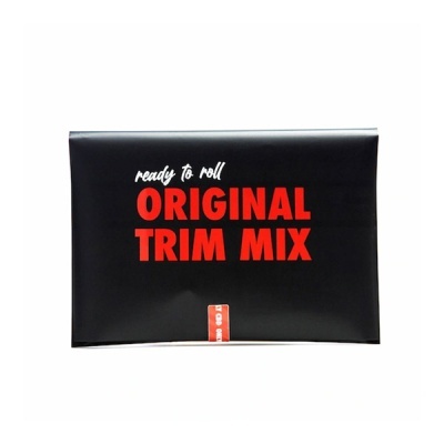 Embalagem preta retangular com texto ready to roll ORIGINAL TRIM MIX