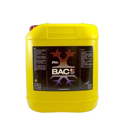 Recipiente amarelo de plástico com rótulo preto PH-BAC
