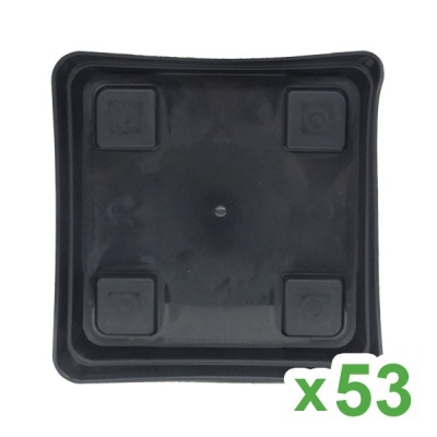 Base quadrada preta com quatro apoios e indicação x53
