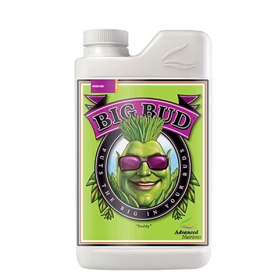 Frasco branco com rótulo verde e caricatura de planta com óculos roxos