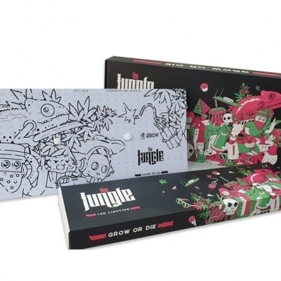 Conjunto de cultivo indoor com embalagem e tapete decorados