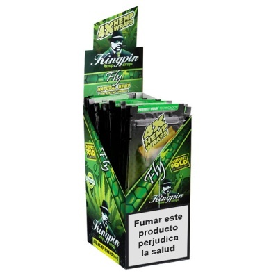 Expositor de folhas de enrolar Kingpin Fly com aviso de saúde