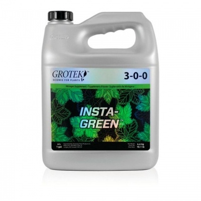 Recipiente plástico cinzento de fertilizante líquido Grotek Insta-Green 3-0-0 com etiqueta verde e preta