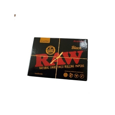 Pacote preto de papéis para enrolar RAW Black Classic amarrado com cordão