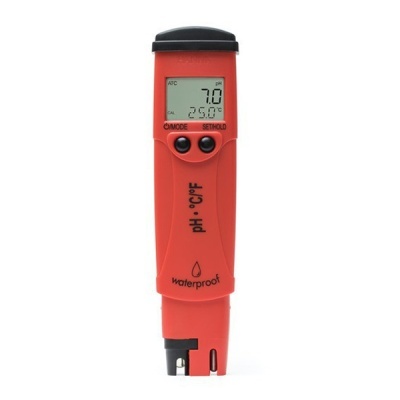 Medidor digital vermelho para pH com visor LCD e botões