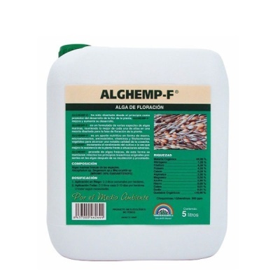 Recipiente branco com 5 litros de ALGHEMP-F alga de floración