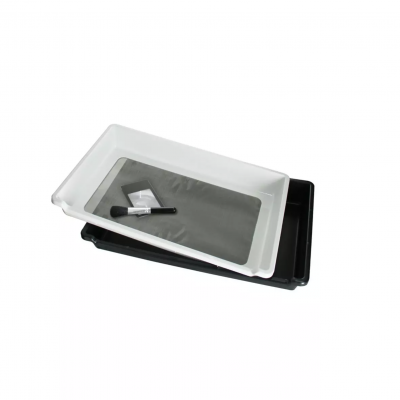 Conjunto de tabuleiros de plástico com tampas transparentes e marcador