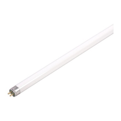 Lâmpada fluorescente tubular branca com terminal metálico e dois pinos dourados