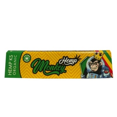 Pacote amarelo e verde de papel de enrolar Hemp Monkey com macaco de coroa