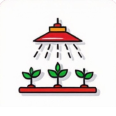 Ilustração de plantas a ser regadas por um aspersor