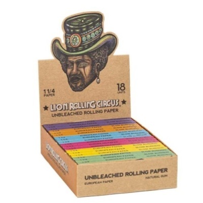 Caixa de papel de enrolar LION ROLLING CIRCUS com ilustração e embalagens coloridas