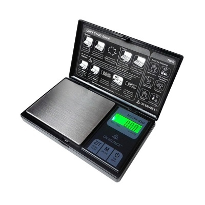 Balança digital portátil ON BALANCE NUTRI100 com base metálica e ecrã LCD iluminado