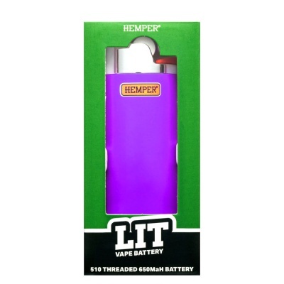 Bateria para vape roxa HEMPER em caixa verde e preta
