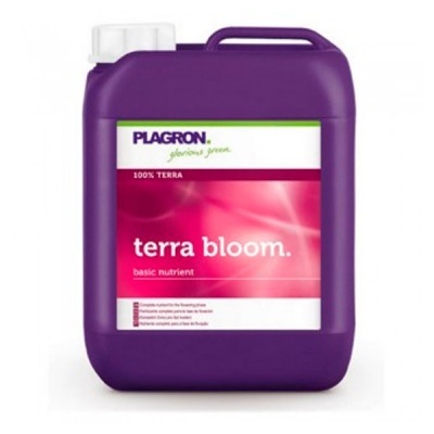 Recipiente de fertilizante Plagron terra bloom roxo com etiqueta rosa